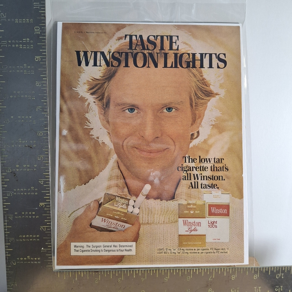 Winston Lights Vintage Magazine Ad - Retro Cigarette Ashtray